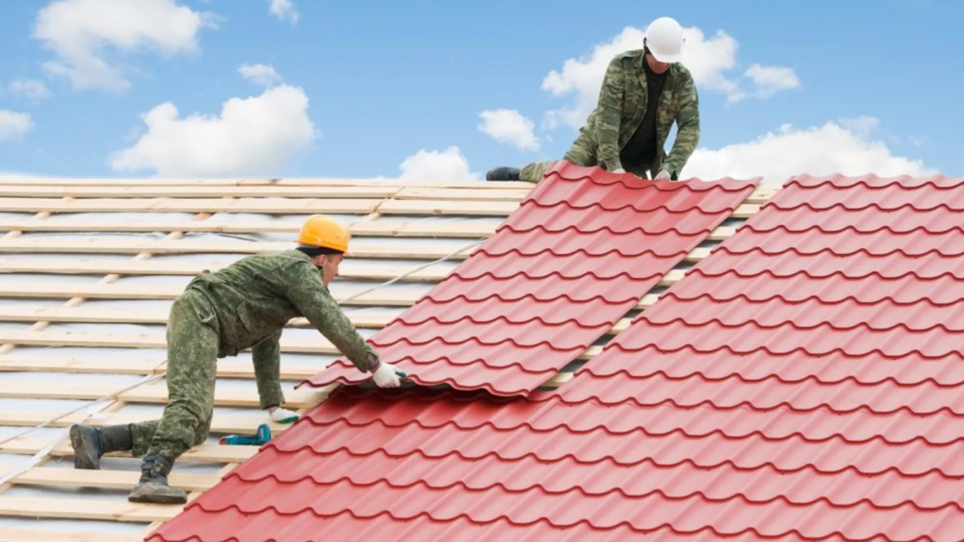 Roofers installing a new roof